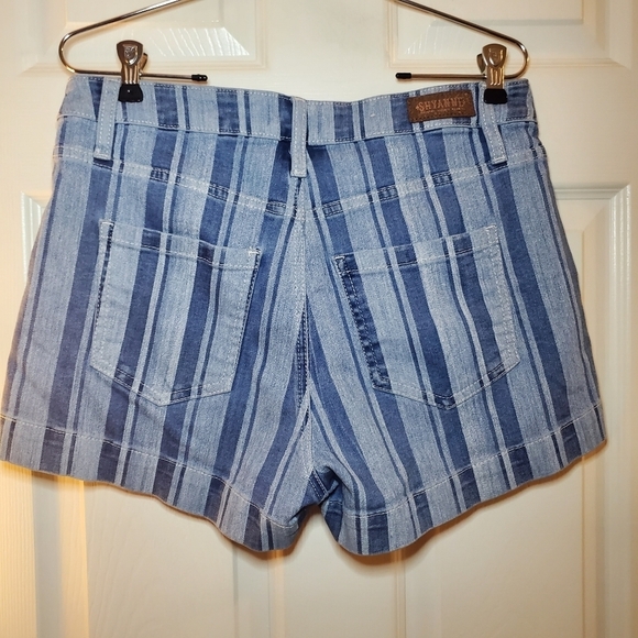 SHYANNE Woman’s Striped High Rise Denim Shorts Sz 32 - Picture 6 of 11